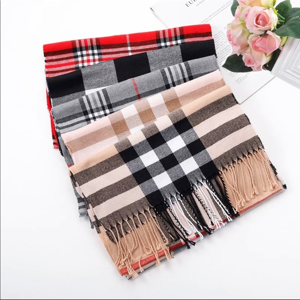 (last 1) 🌴Plaid British style pashmina scarf - BROWN Plaid - Picture 2 of 4